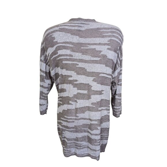 Chicos Easy Wear Women L Taupe Lighweight Open Cardigan Abstract Geometric Print - Picture 4 of 8